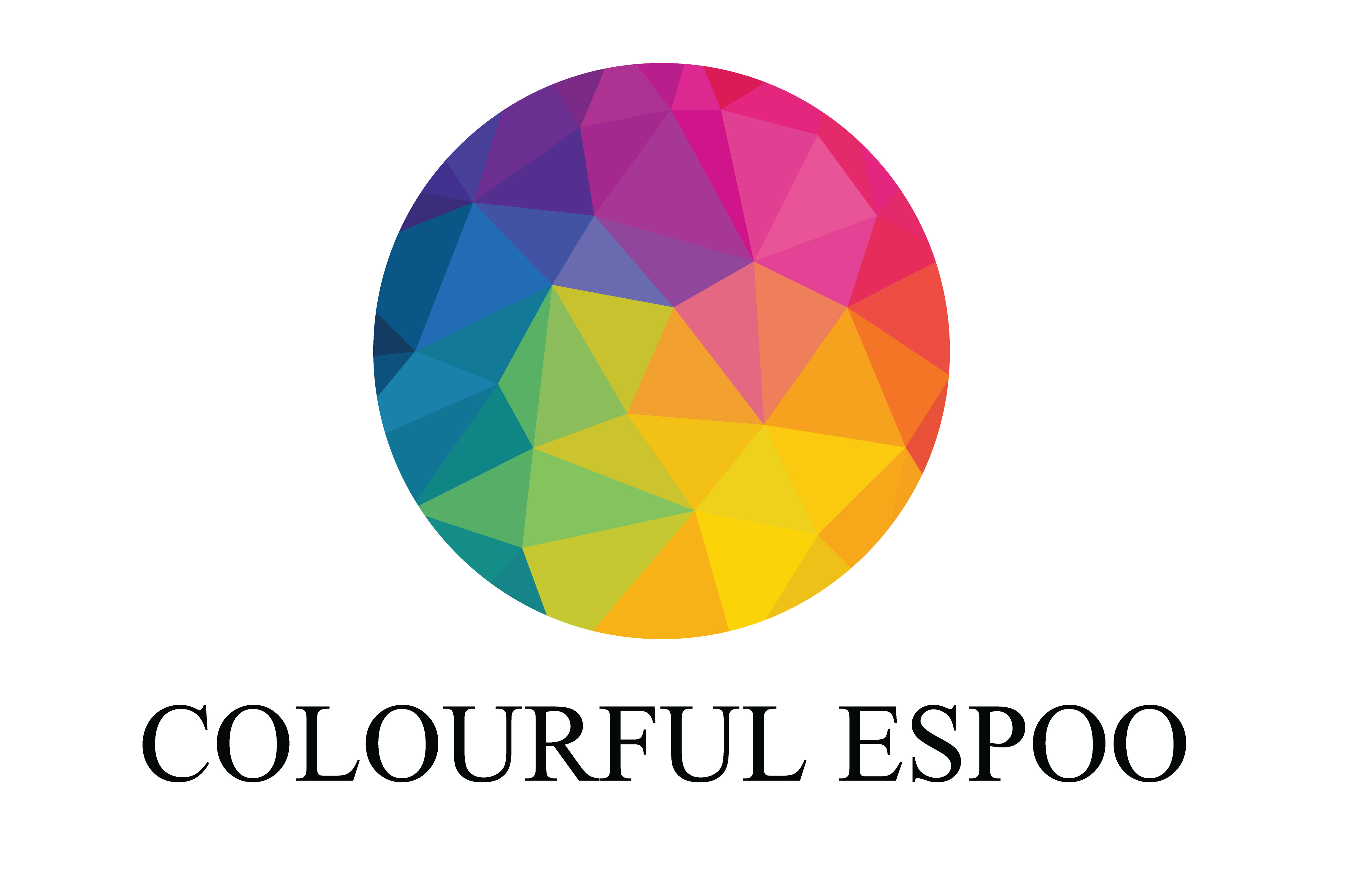 Colourful Espoo -logo tällä tekstillä ja värikäs pallo.
