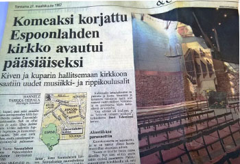 Espoonlahden kirkkoa korjattiin myös parikymmentä vuotta sitten.