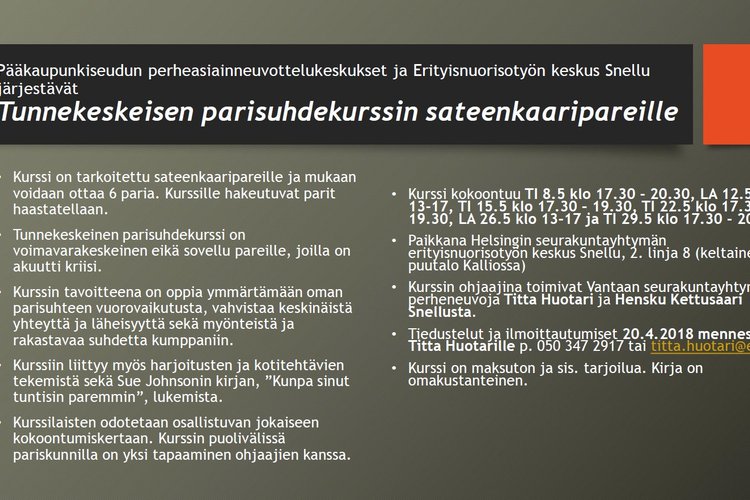 Tunnekeskeinen parisuhdekurssi sateenkaaripareille Tunnekeskeinen parisuhdekurssi sateenkaaripareille