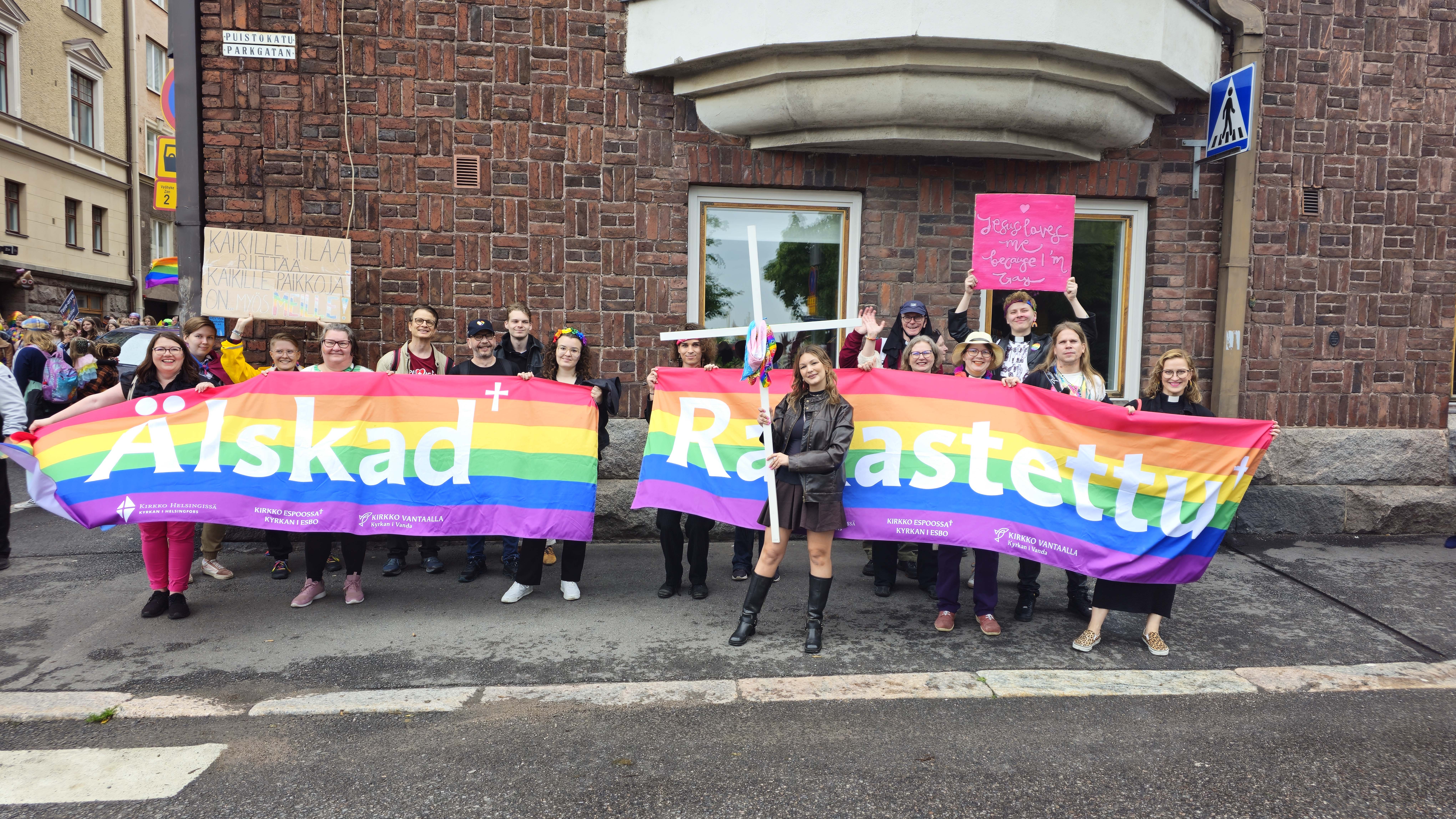 Parishioners in the Helsinki Pride 2025 parade. 