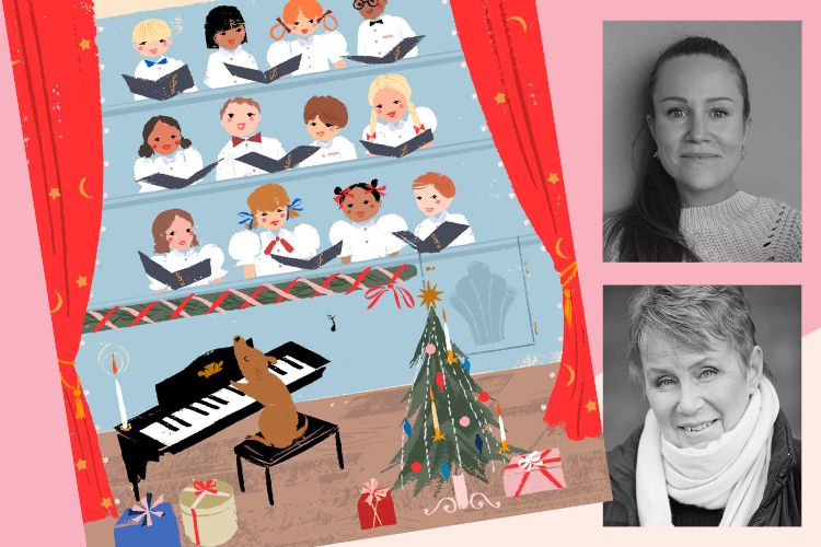 In the picture a picture of the advent calnedar and of Hilkka Olkinuora and Mirva Malmgren.