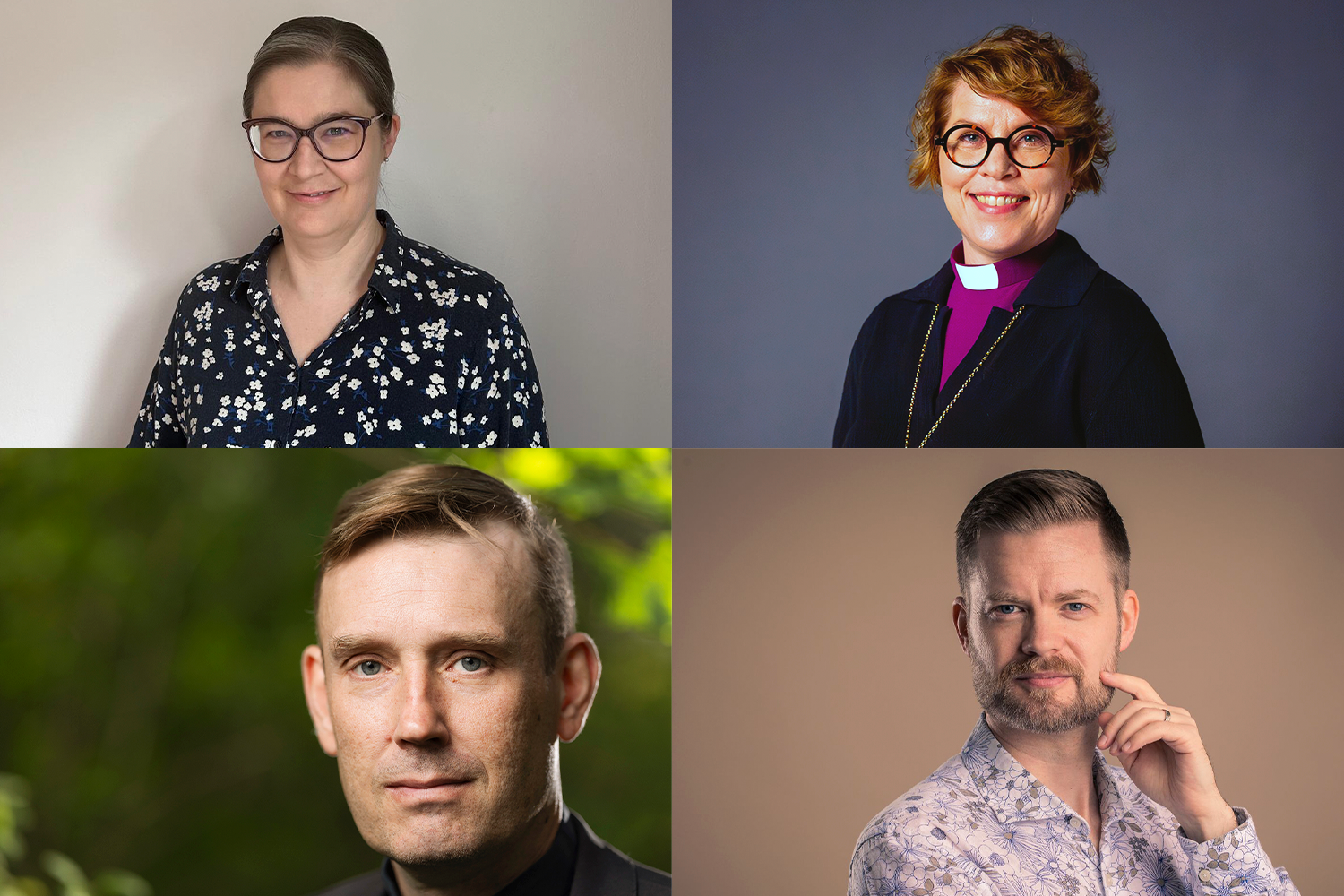 Auroran kappelin teologisen opintopiirin esiintyjät: pastori Hanna Vanonen, piispa Kaisamari Hintikka, kirk...