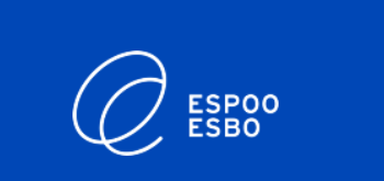 Espoon kaupungin logo sinisellä pohjalla.