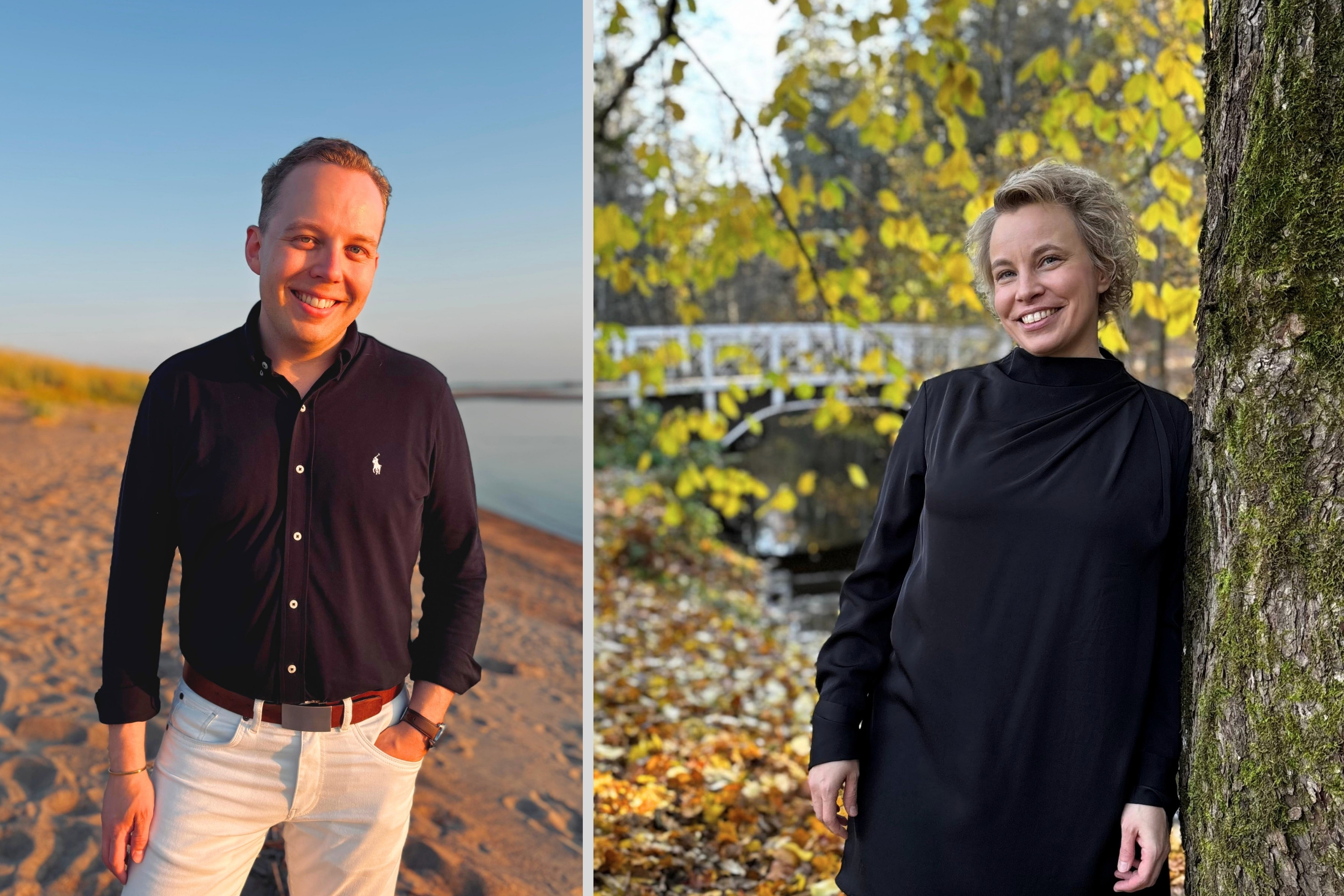 Teemu ja Elisa hymyilevät