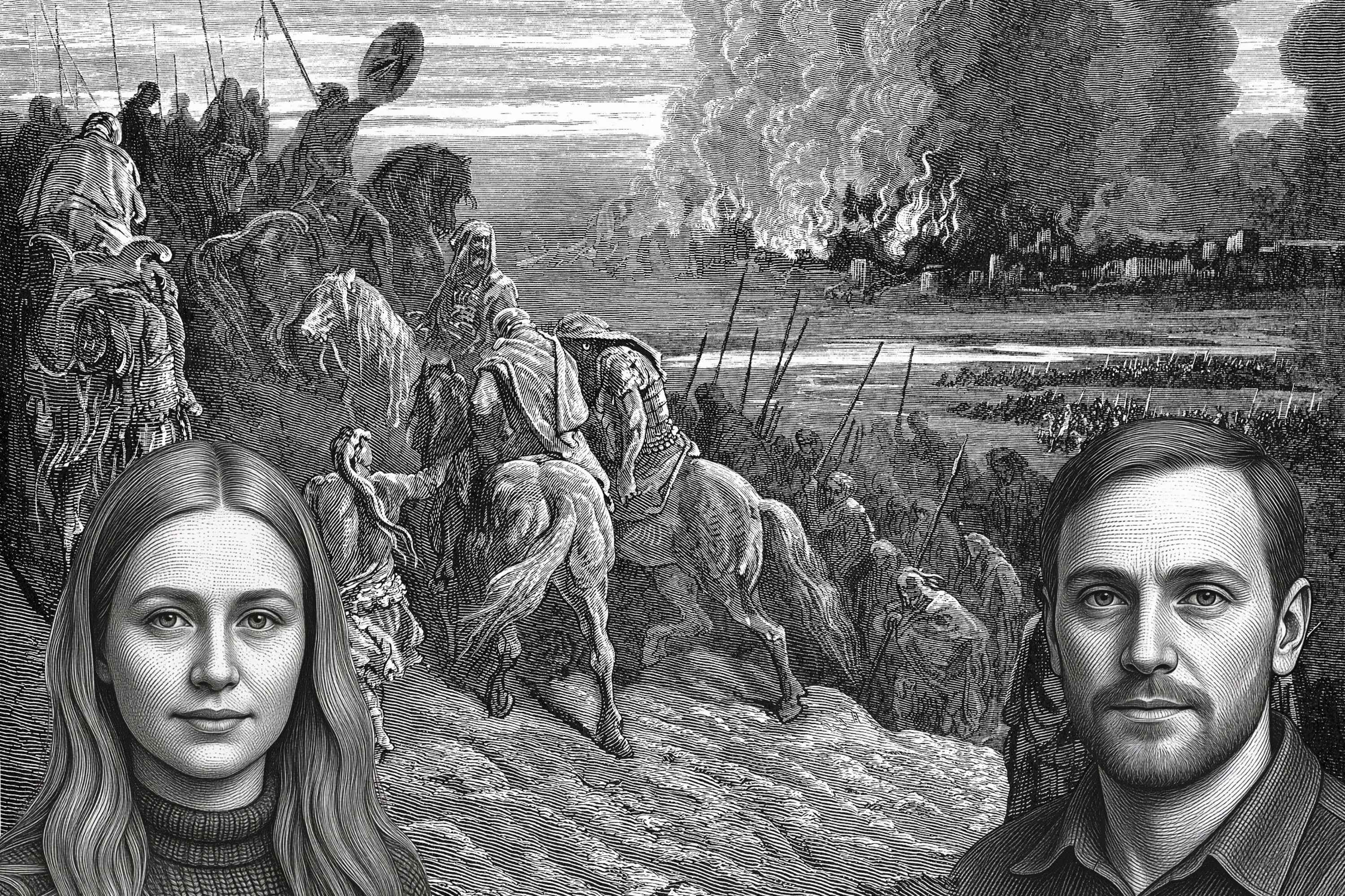 Eerika ja Petrus upotettuna Gustav Doren etsaukseen sodasta