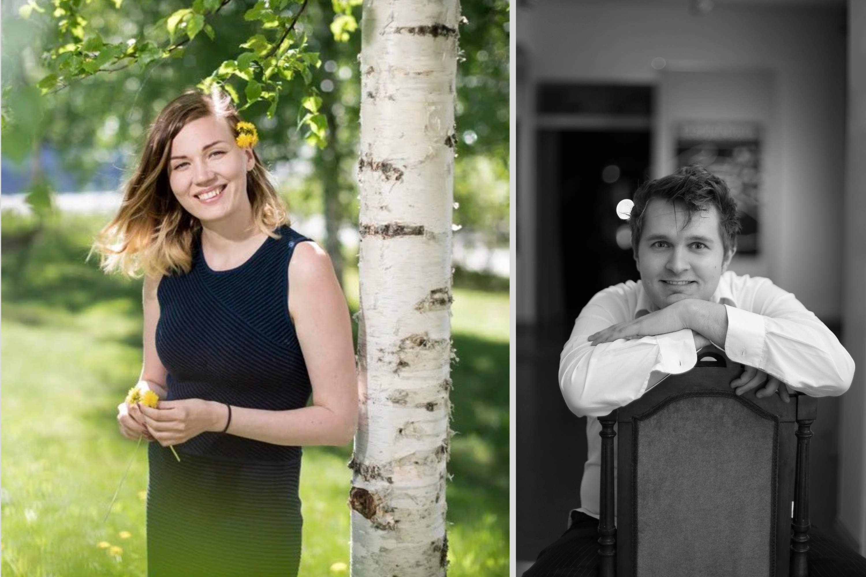 Vilja ja Tuomas hymyilevät