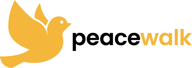 Rauhankyyhkynen ja teksti peace walk