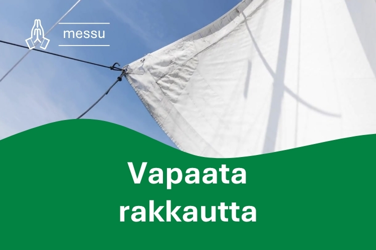 Kuvassa purje ja teksti 