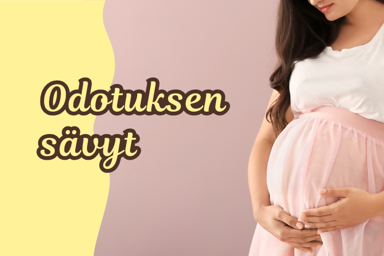 Raskaana oleva nainen pitelee vatsaansa.