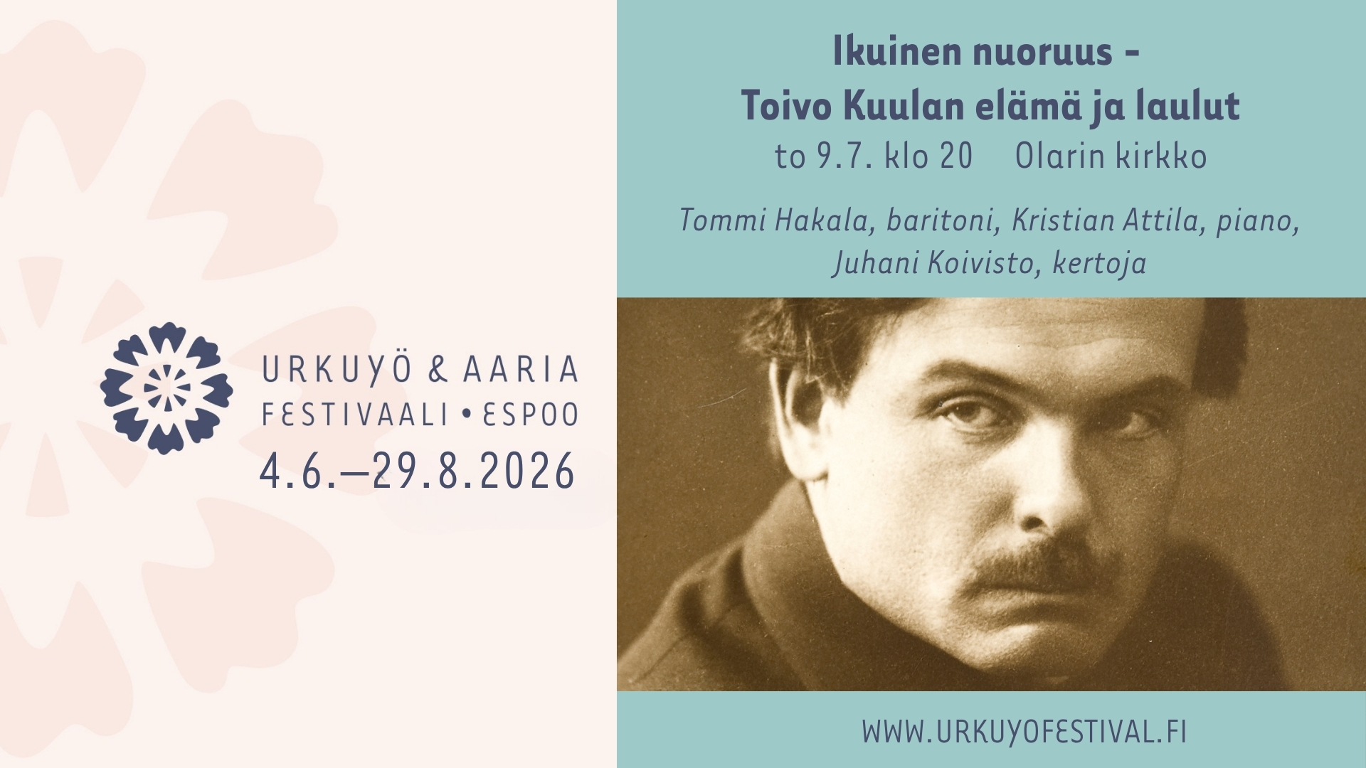 Konsertin mainoksessa on Toivo Kuulan kuva.