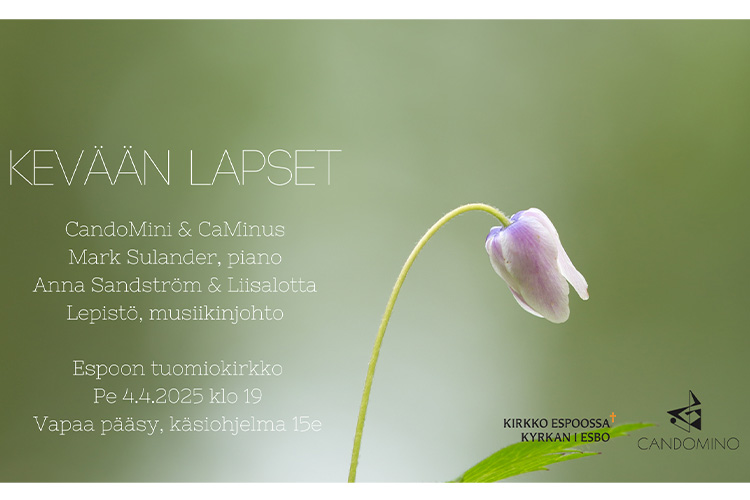 Kevään lapset Kevään lapset -konsertin mainos, jossa samat tiedot kuin tämän ilmoituksen tekstiosassa.