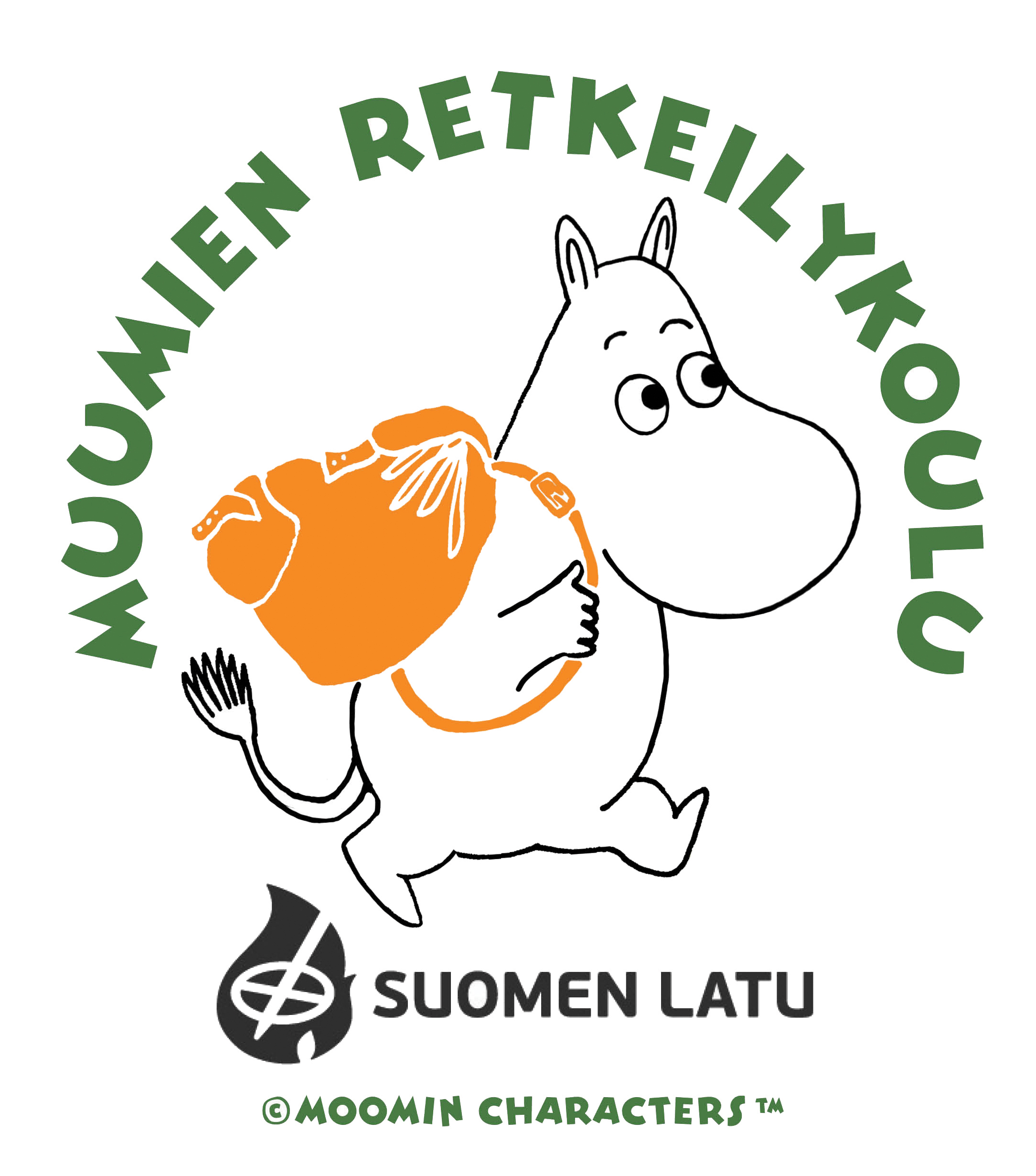 Muumien retkeilykoulun logo.