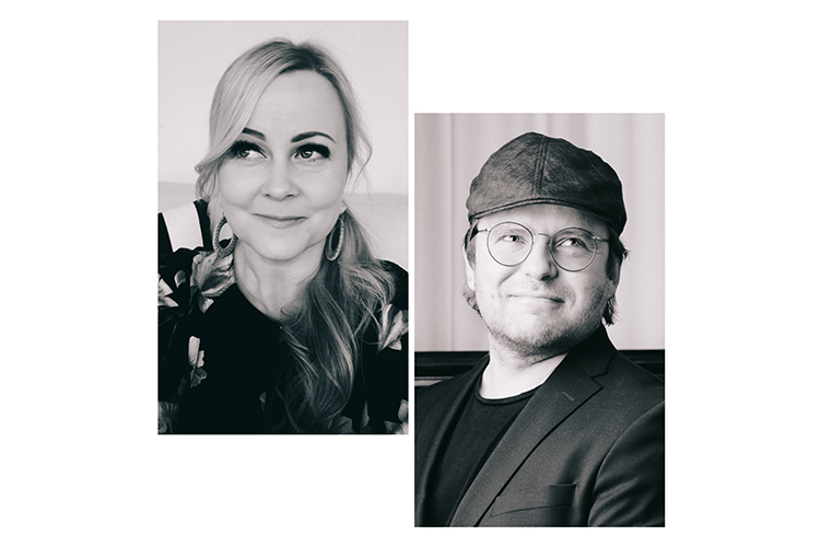 Konsertti mustavalkoinen kuva, jossa on mies ja nainen