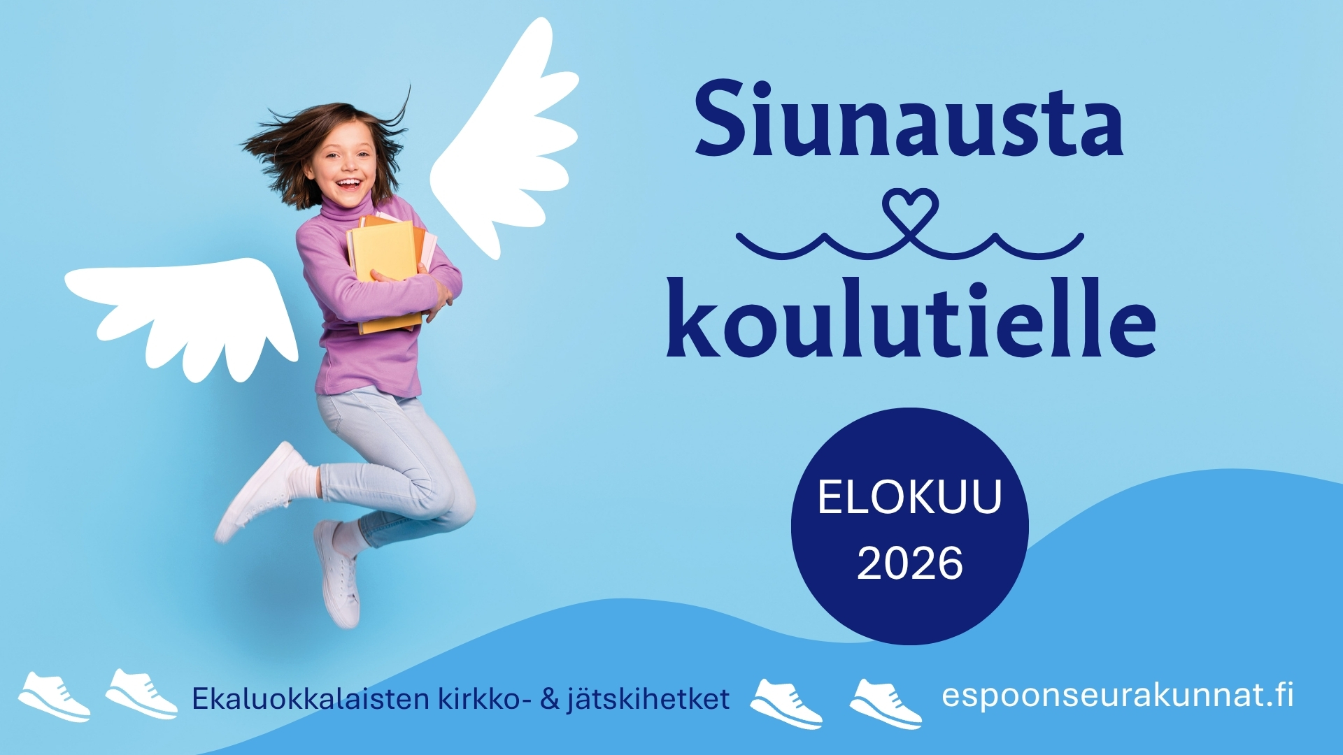 Ekaluokkalaisten kirkko- ja jätskihetket elokuussa 2026 Espoossa